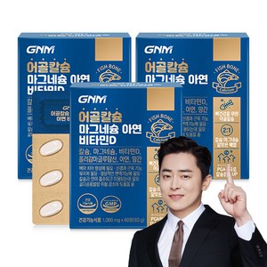 GNM 어골칼슘 마그네슘 아연 비타민D / 망간 폴리감마글루탐산 뼈건강, 60정, 3개