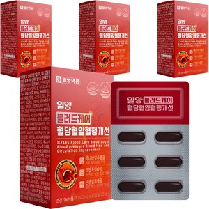 일양약품 일양 블러드 케어 혈당 혈압 혈행 개선 코엔자임Q10 바나바잎 은행잎추출물 기억력개선 항산화, 4개, 30정