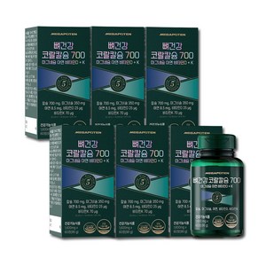 메가포텐 뼈건강 코랄칼슘 700 마그네슘 아연 비타민D + K / 고함량 칼마디, 60정, 6개