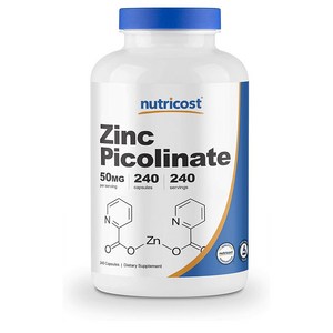 Nutricost Zinc Picolinate 50mg 뉴트리코스트 아연 피콜린산 50mg 240베지캡슐, 240정, 1개