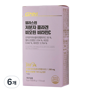 자연의품격 엘라스틴 저분자 콜라겐 펩타이드 비오틴 비타민C 분말스틱, 45g, 6개
