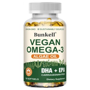 비건 오메가-3 캡슐 - 비건 해조류 오일, DHA, EPA 함유, 카라기난 무첨가, Non-GMO