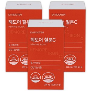 닥터루템 헤모어 철분 빈혈 비헴철 철분제, 3개, 90정