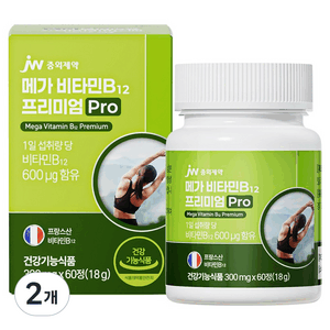 JW중외제약 메가 비타민B 12 프리미엄 Pro 18g, 2개, 60정