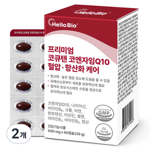 헬로바이오 혈압 항산화 케어 프리미엄 코큐텐 코엔자임Q10 30g, 60정, 2개