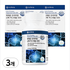 (고함량 마그네슘 영양제) 400mg 프리미엄 산화마그네슘 식약처 인증 식약청 인정 건강헤아림, 90정, 3개