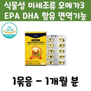 캐나다 직수입 식물성 미세조류 오메가3 어린이 임산부 임신준비 부모님 중금속 미세플라스틱 없는 오매가3 60캡슐 혈행 중성지질 눈건조 개선 도움 EPA DHA 임신초기 수유기 영양제
