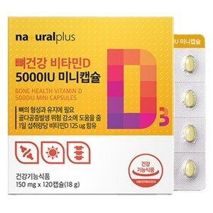 내츄럴플러스 뼈건강 비타민D 5000IU 미니캡슐 18g, 1개, 120정