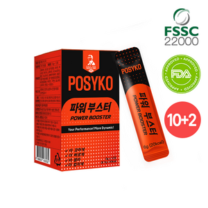 파시코 파워부스터 12포 BCAA 아르기닌 크레아틴 블랙마카 힘들때 무더위 운동전 집중력 부스팅 마라톤 러닝
