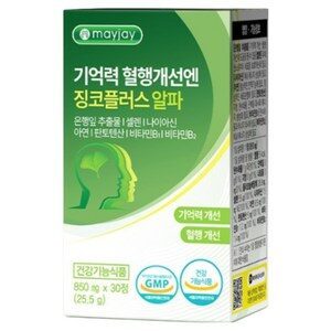 징코 플러스 은행잎 추출물 식약청인증 기억력 혈행 개선 메이제이, 4박스, 30정