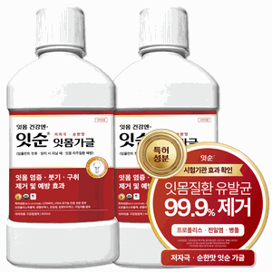 잇순 잇몸붓기 염증 예방 특허성분 입냄새제거 프로폴리스 천일염 병풀 구강청결제, 2개, 600ml