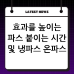 효과를 높이는 파스 붙이는 시간 및 냉파스 온파스 올바른 선택 방법 thumbnail