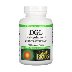 내추럴팩터스 Natural Factors DGL 감초뿌리 추출물 90츄어블정 스테비아 글리시리진 리코리스 Liquorice 아니스 씨 스테비아 잎, 1개, 90정