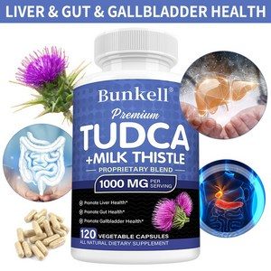 TUDCA + 밀크씨슬 보충제 - 담즙염 간 지원, 담낭 건강, 장 건강, 간 청정 디톡스 및 리페어 포뮬라