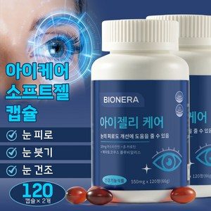 눈건강 캡슐 천연 아스타잔틴 + 베타카로틴 + 헤마토코쿠스(혈홍조) 추출물 눈건강에 도움, 2개, 120회분