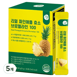 올바른건강식품 리얼 파인애플 효소 브로멜라인 100, 5개, 30회분