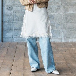 미쏘 여성용 베이직/롱 기장 핏업 면 데님 와이드 팬츠