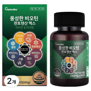 헬로바이오 풍성한 비오틴 판토텐산 맥스 60g, 2개, 60정