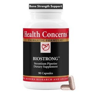 Health Concerns BioStrong – 뼈 강도 및 밀도 지원 보충제 - 관절 이동성을 위한 스트론튬 및 바이오페린 흑후추 추출물 - 남성 및 여성용 중국 허브 블렌