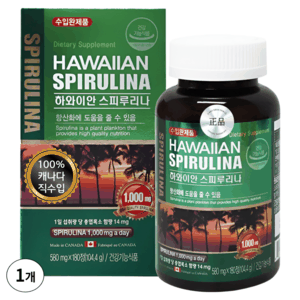 HnF 하와이안 스피루리나 1000mg 캐나다직수입 피부건강 항산화 식약처인증, 580mg, 1세트, 180회분