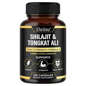 실라짓 1000mg 및 통캇 알리 400mg 미국산 - 실라짓 보충제(20% 풀빅산) 실라짓 순수 히말라야 유기농 및 통캇 알리(남성) 실라짓 수지보다 더 강력함, 1개, 120정