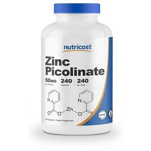 Nutricost Zinc Picolinate 50mg 뉴트리코스트 아연 피콜린산 50mg 240베지캡슐, 240정, 1개