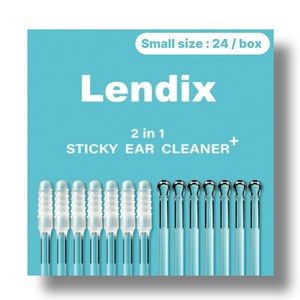 Lendix 친환경 점착식 끈끈이 귀이개 플러스 면봉 투인원, 1개, 24개입