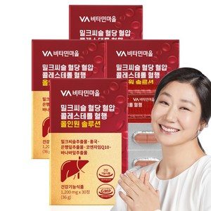 비타민마을 밀크씨슬 혈당 혈압 콜레스테롤 혈행 올인원 솔루션, 30정, 4개