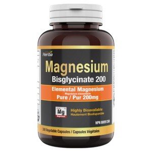 킬레이트 마그네슘 240식물성캡슐 하루 섭취량 400mg 마그네슘 비스글리시네이트 허바 캐나다, 1개, 240정