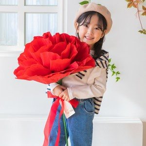 뷰티풀데코센스 조화 자이언트 카네이션 + 리본장식, 레드, 1개