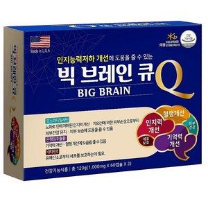 기억력개선, 혈행개선 포스파티딜세린함유 빅브레인큐 120캡슐, 60정, 2개