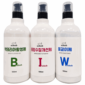 EOBOB 분사형 종합수질개선제 물갈이제 박테리아 활성제 대용량 500ML 3개 총 1500ML