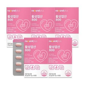 [박스당 2개월분] 내츄럴플러스 활성 엽산 800 / 5-MTHF 비타민 미네랄 5종, 60정, 5박스