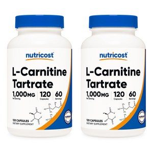 뉴트리코스트 L-카르니틴 타르트레이트 1000mg 120캡슐 2병, 120정, 2개